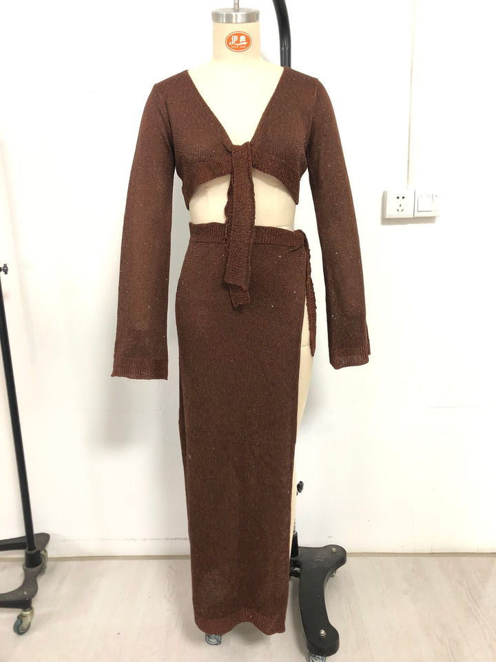 Damen Zweiteiler Strickensemble mit raffiniertem Schnitt Drune