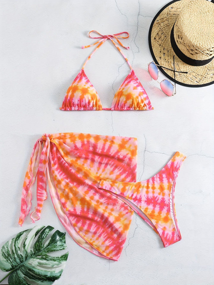 Damen Triangel-Bikini Set mit Wickelrock Drune