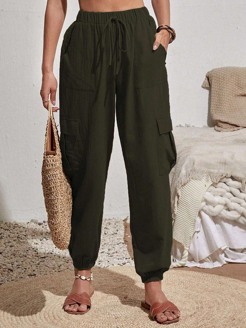 Damen lässige Cargo-Hose mit elastischem Bund und praktischen Taschen Drune