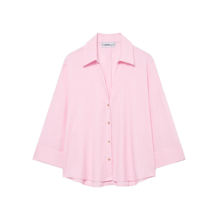 Damen Oversized-Hemdbluse mit kastiger Silhouette, weiten Kimonoärmeln und abgerundetem Saum Drune