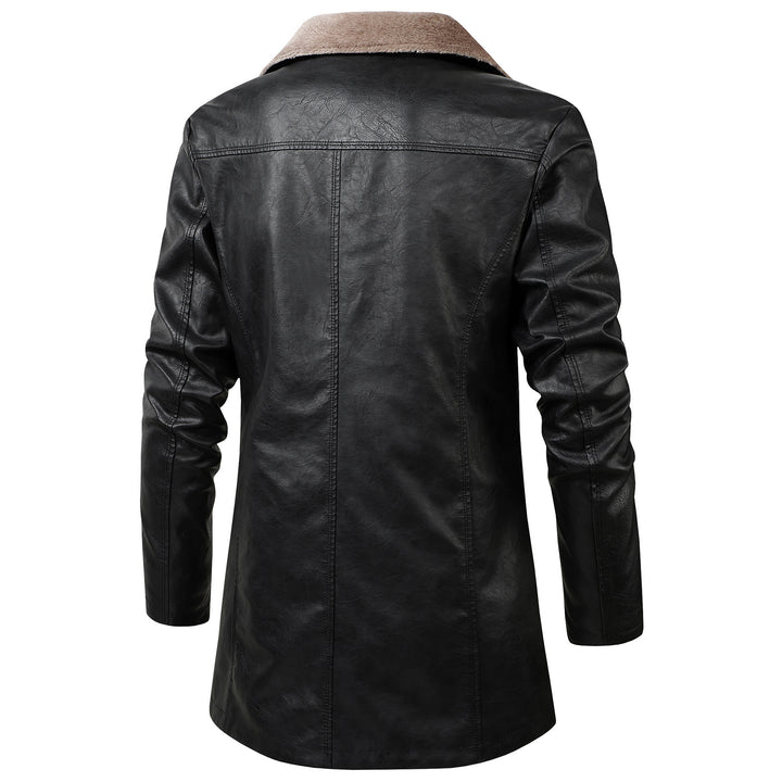 Herren Elegante Kunstlederjacke mit Fleece-Futter Drune