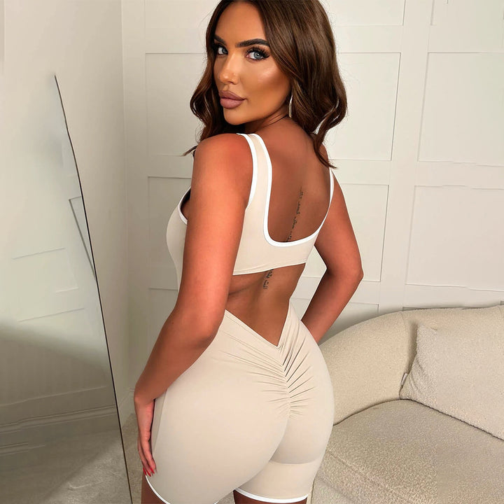 Damen Sportlicher Jumpsuit mit dekorativen Kontrastnähten und figurformendem Schnitt Drune