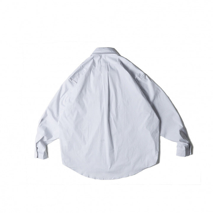 Unisex Oversize-kariertes Hemd mit rundem Saum und aufgesetzten Brusttaschen Drune