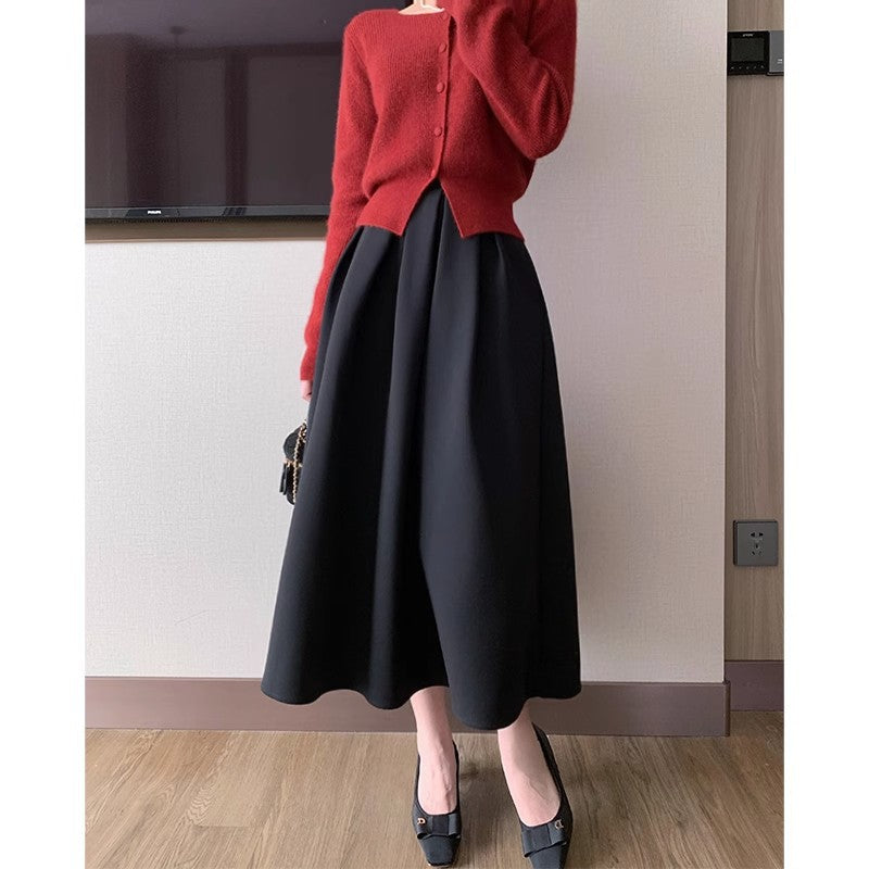 Damen Eleganter Maxirock mit Falten Drune