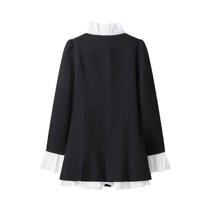 Damen modische Blazerjacke mit Rüschendetails und eleganten Knöpfen Drune