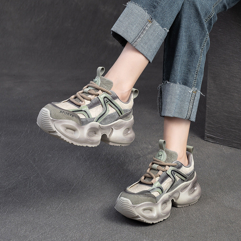 Damen Sportliche Chunky Sneakers mit stilvollem Oberflächen-Design und dämpfendem Sohlenprofil Drune