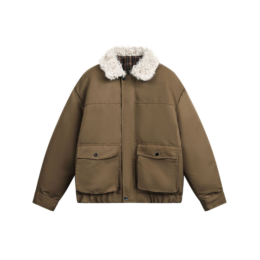 Herren Kurzblouson im Field‑Look mit voluminösem Teddy‑Umlegekragen Drune