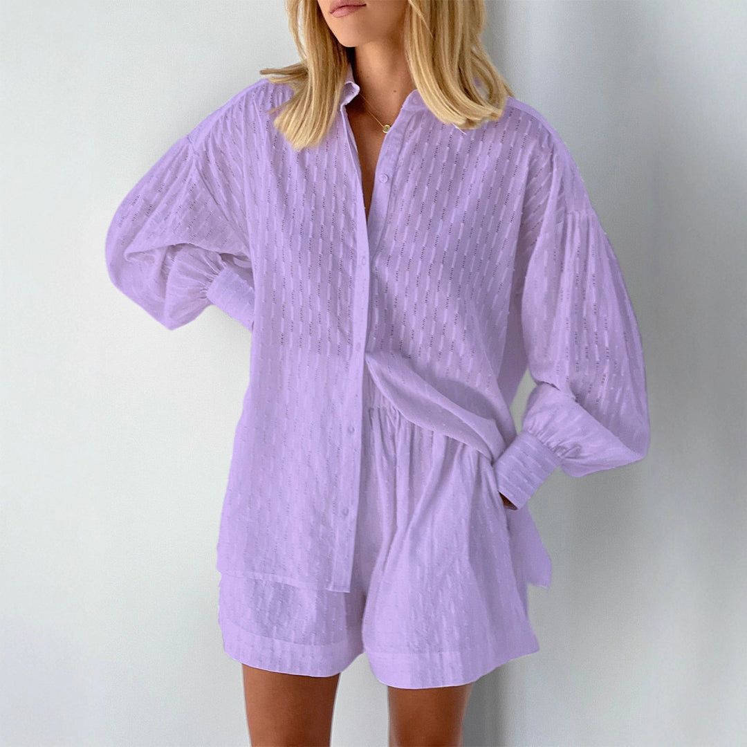 Damen lässige Bluse mit strukturiertem Gewebedesign Drune
