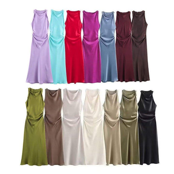 Damen elegantes Sommerkleid mit fließendem Schnitt und charmanten Rüschendetails Drune