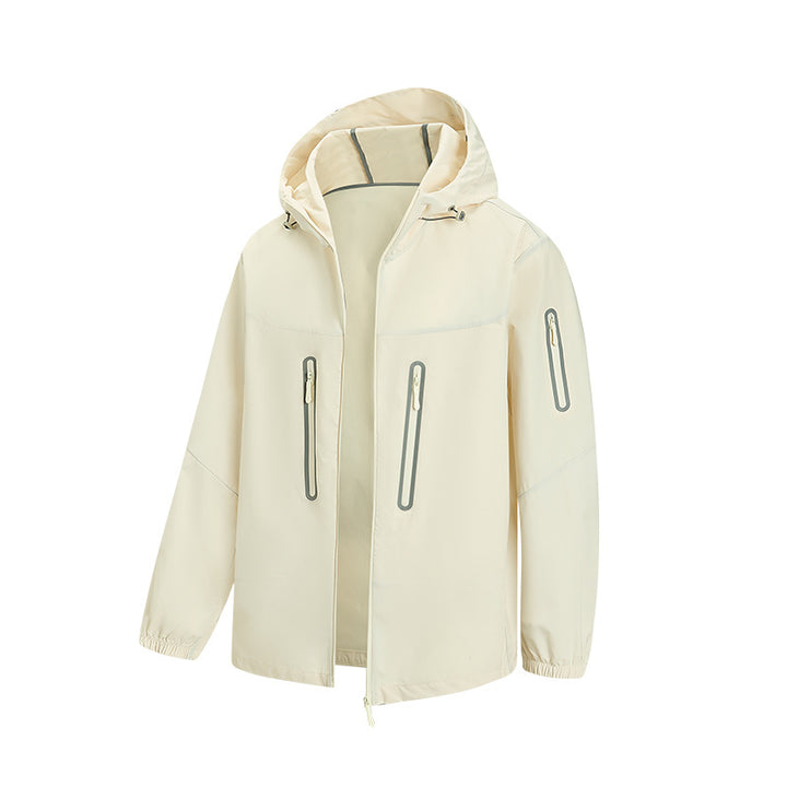 Herren Packbare Technical-Softshelljacke mit Kapuze, getapten Reißverschlüssen und Brusttaschen Drune