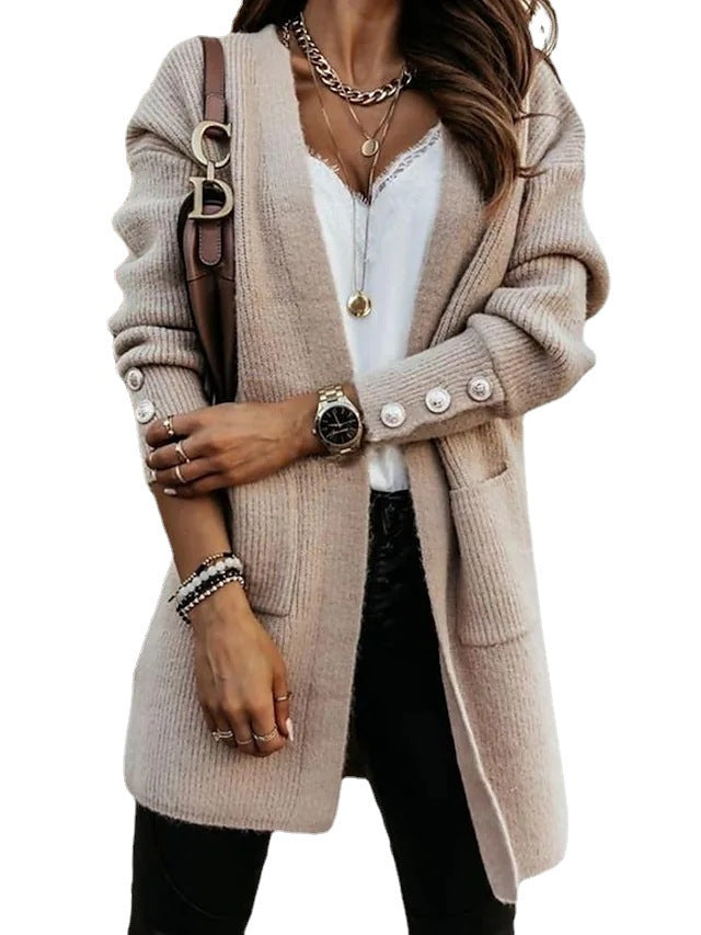 Damen Elegante Strickjacke mit Knopfdetails und praktischen Taschen Drune