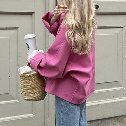 Damen lässige Oversized-Jacke mit praktischen Knöpfen und weitem Schnitt Drune
