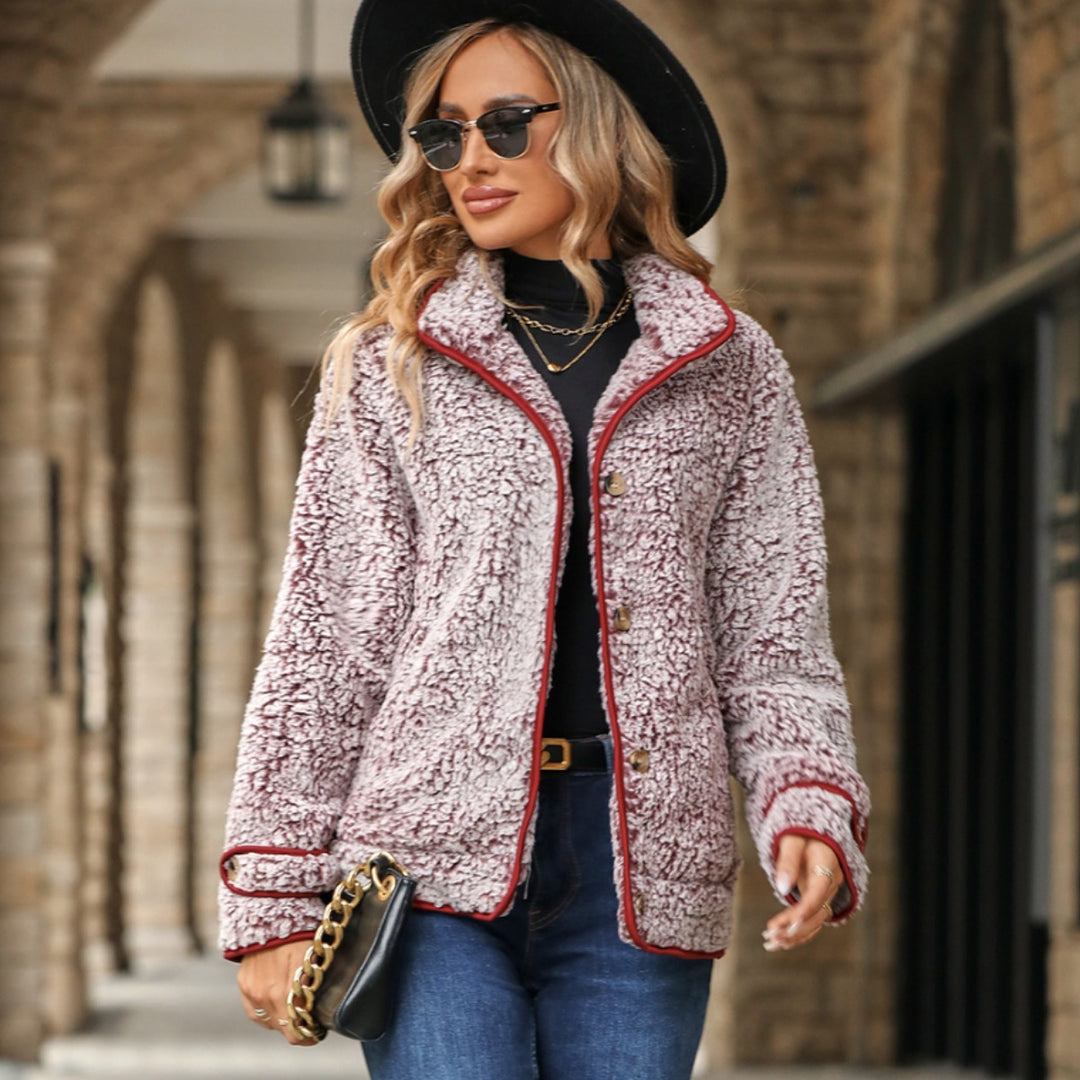 Damen Fleecejacke mit hohem Kragen und kuscheliger Textur Drune