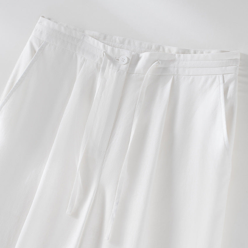 Damen Relaxed Palazzo-Hose aus Viskose‑Leinen mit Bundfalte und Tunnelzug Drune