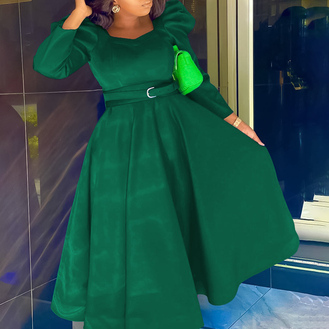 Damen Maxikleid mit elegantem Square-Ausschnitt und strukturierter Taillierung Drune