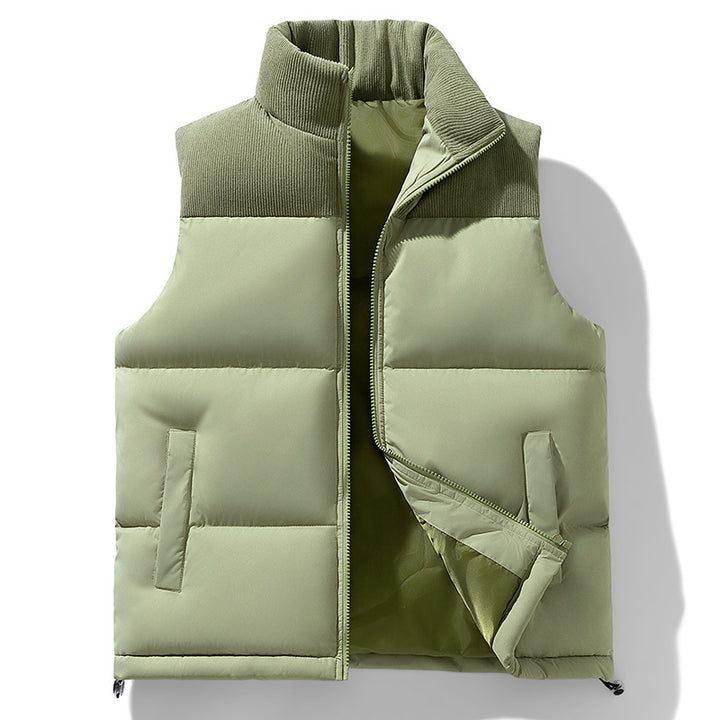 Unisex Gepolsterte Steppweste mit Cordbesatz, hohem Stehkragen und verstellbarem Kordelzug Drune