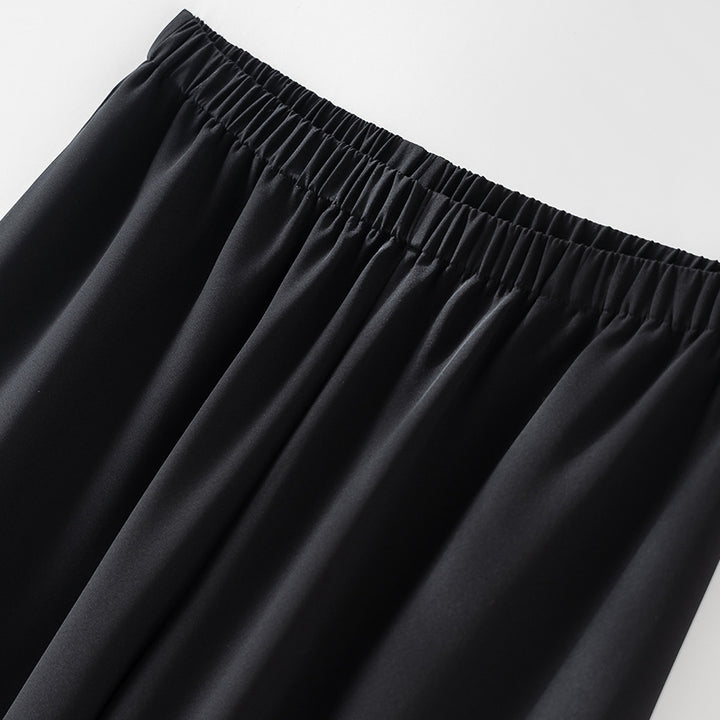 Damen Weite Satin-Hose mit Elastikbund und fließender Palazzo-Silhouette Drune