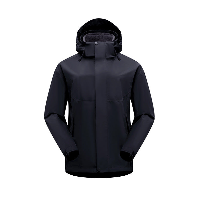 Unisex wasserdichte atmungsaktive Regenjacke mit Kapuze und Fleece-Innenfutter Drune
