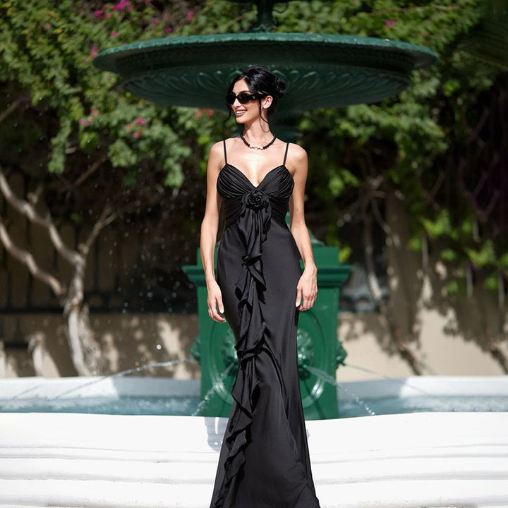 Damen Langärmeliges Maxikleid mit raffinierten Drapierungen Drune