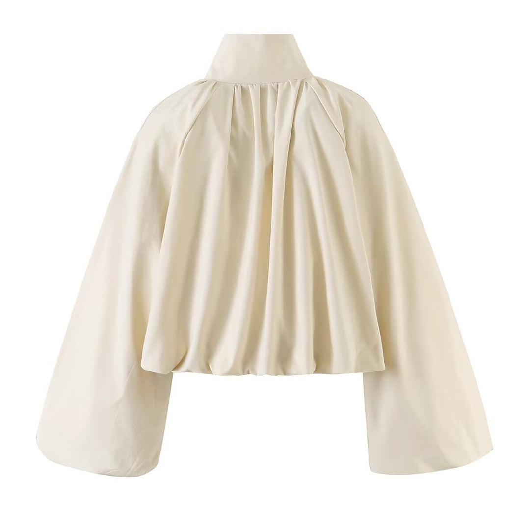 Damen Kurzes Cape‑Blouson mit Stehkragen, weiten Trompetenärmeln und Reißverschluss Drune