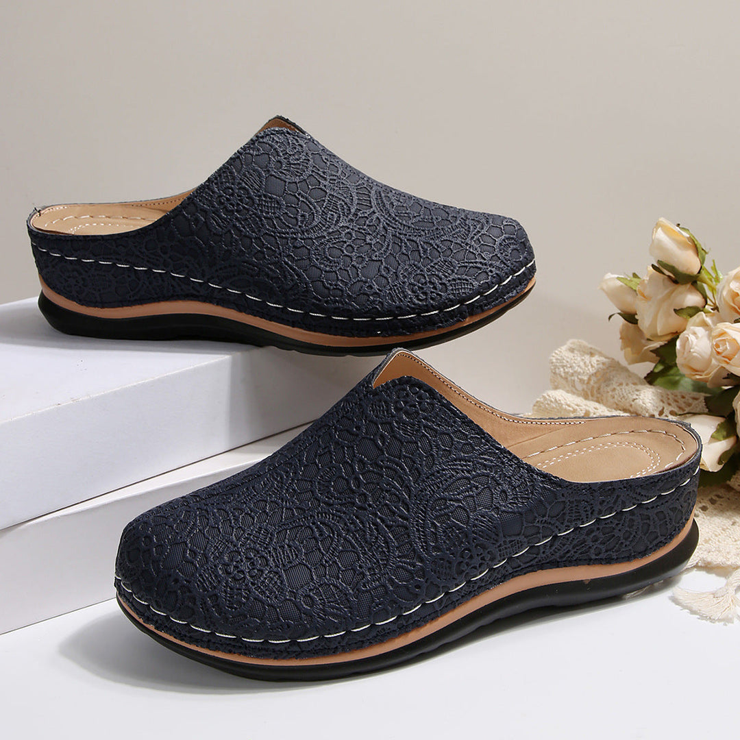 Damen Komfortable Clogs mit eleganter Spitzenstruktur und ergonomischem Fußbett Drune