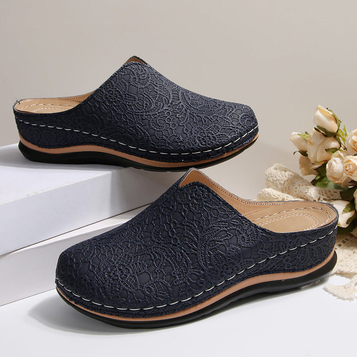 Damen Komfortable Clogs mit eleganter Spitzenstruktur und ergonomischem Fußbett Drune