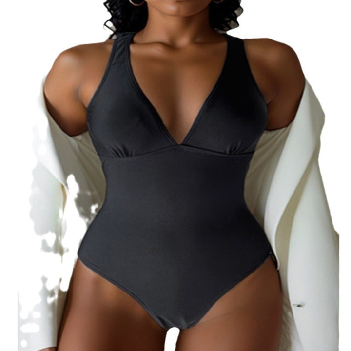 Damen eleganter V-Ausschnitt Einteiler Drune