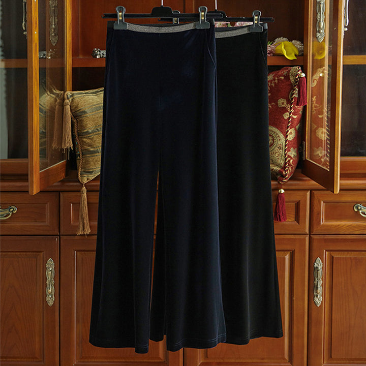 Damen Elegante und fließende Velours-Hose Drune