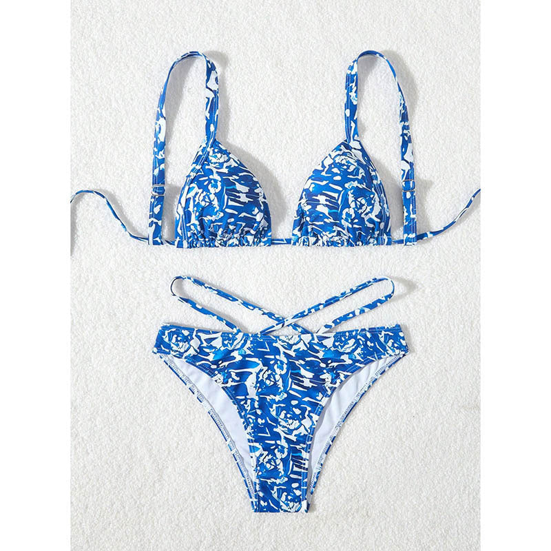 Damen Triangel-Bikini mit verstellbaren Trägern und stylischem Farbmustermix Drune