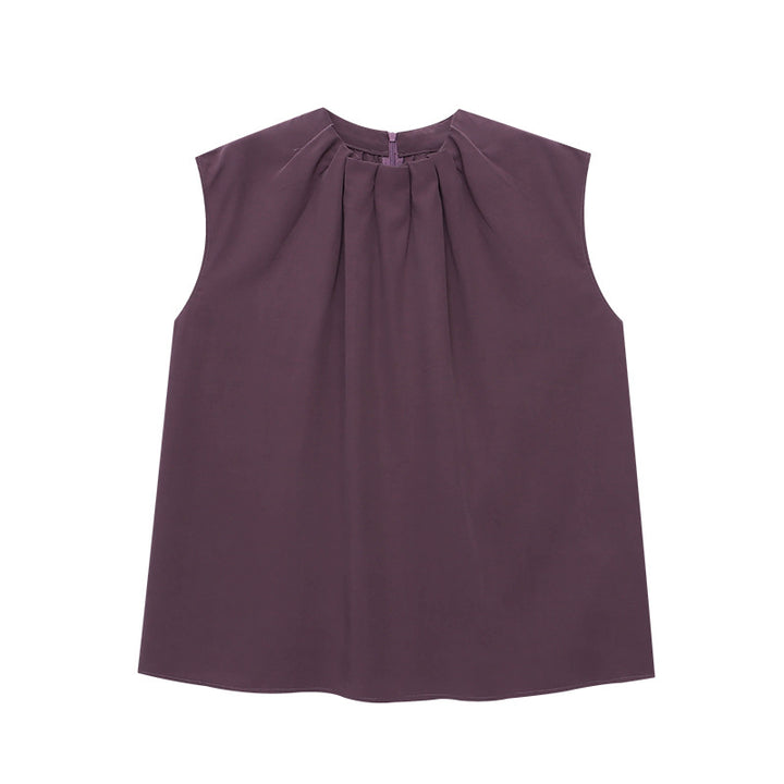 Damen elegantes Oberteil mit dekorativem Kragen und Bindegürtel Drune