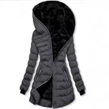 Damen Langjacke mit Kuschelfutter und hohen Kragen Drune