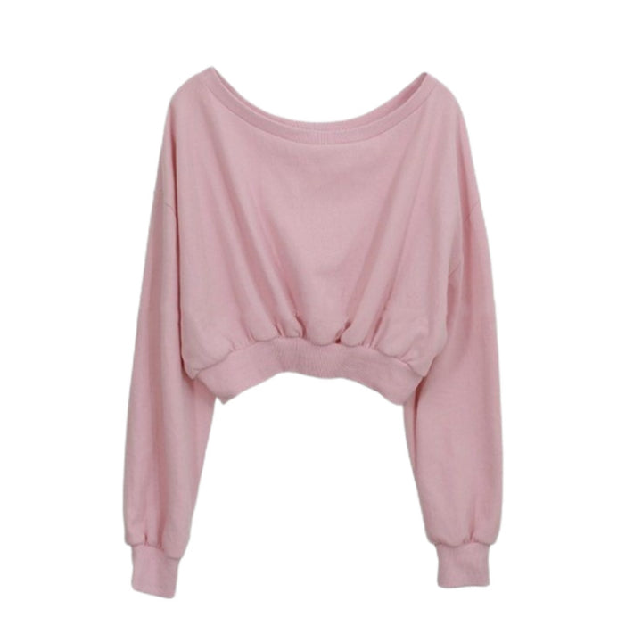 Damen lässiger cropped Pullover mit elastischem Bund Drune