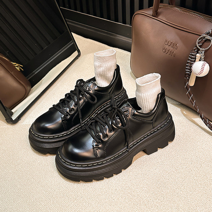 Damen Chunky-Plateau‑Schnürer im Derby‑Look mit profilierter Lug‑Sohle Drune