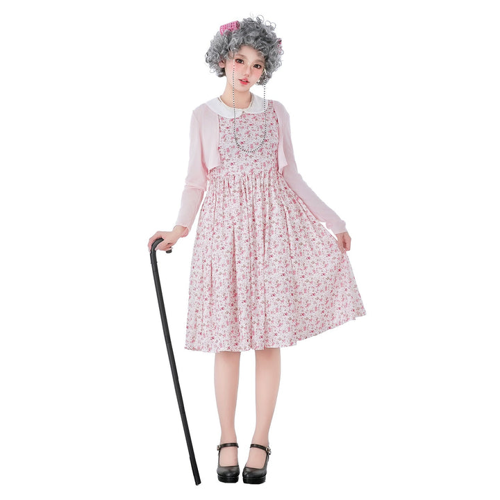Damen Vintage-blumenmuster Kleid mit schwingendem Rock und eleganten Details Drune