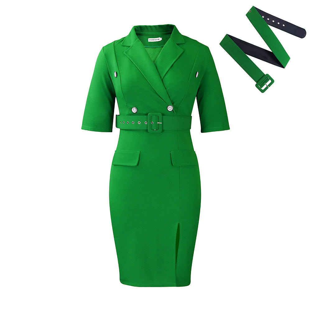 Damen elegantes Blazer-Kleid mit stylischem Gürtel und feinen Details Drune