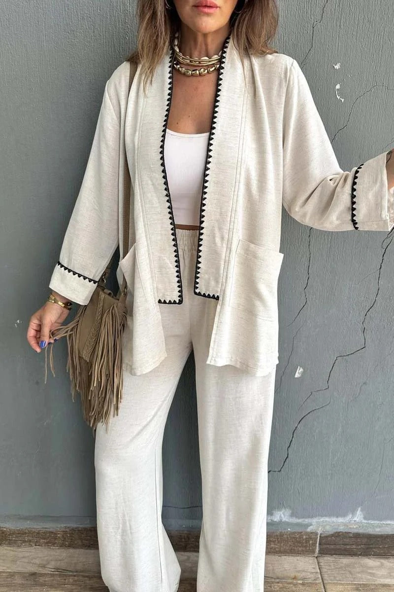 Damen Elegant geschnittene Jacke mit kontrastierendem Saum Drune