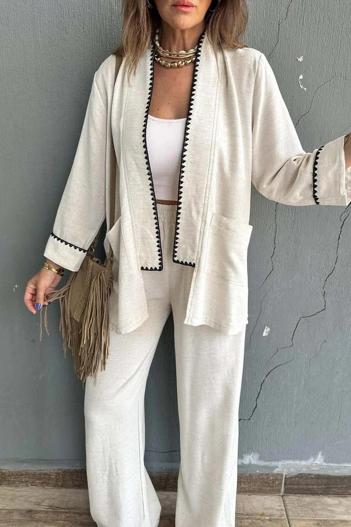 Damen Elegant geschnittene Jacke mit kontrastierendem Saum Drune