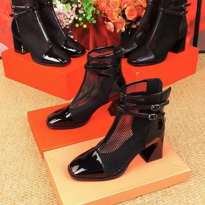 Damen Elegante Netz-Stiefeletten Drune