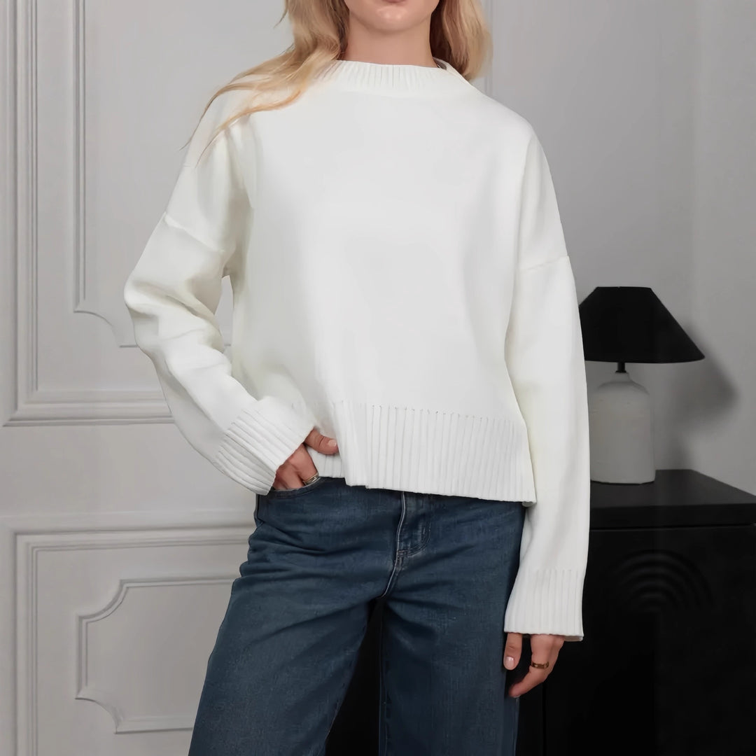 Damen Bequemer Strickpullover mit Rundhalsausschnitt