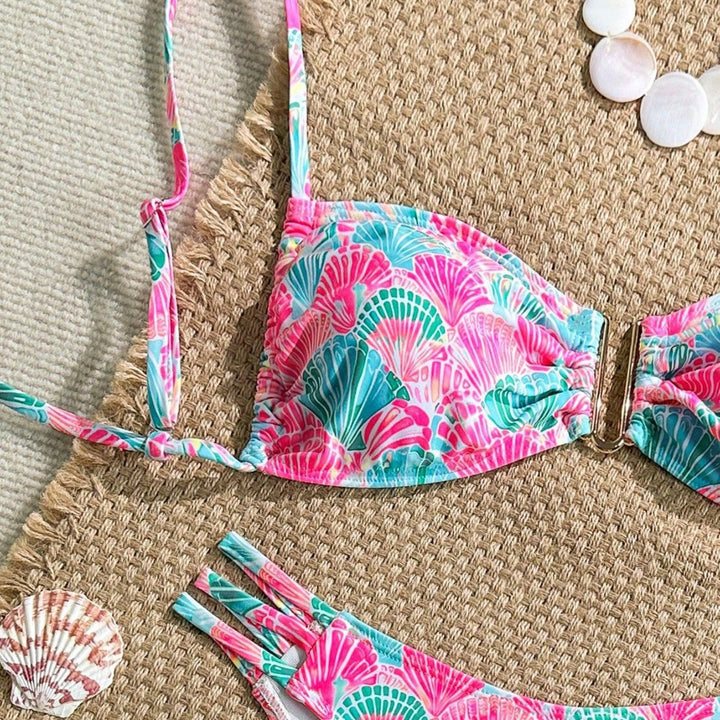 Damen Push-Up Bikini mit zarten Muschelmotiven Drune