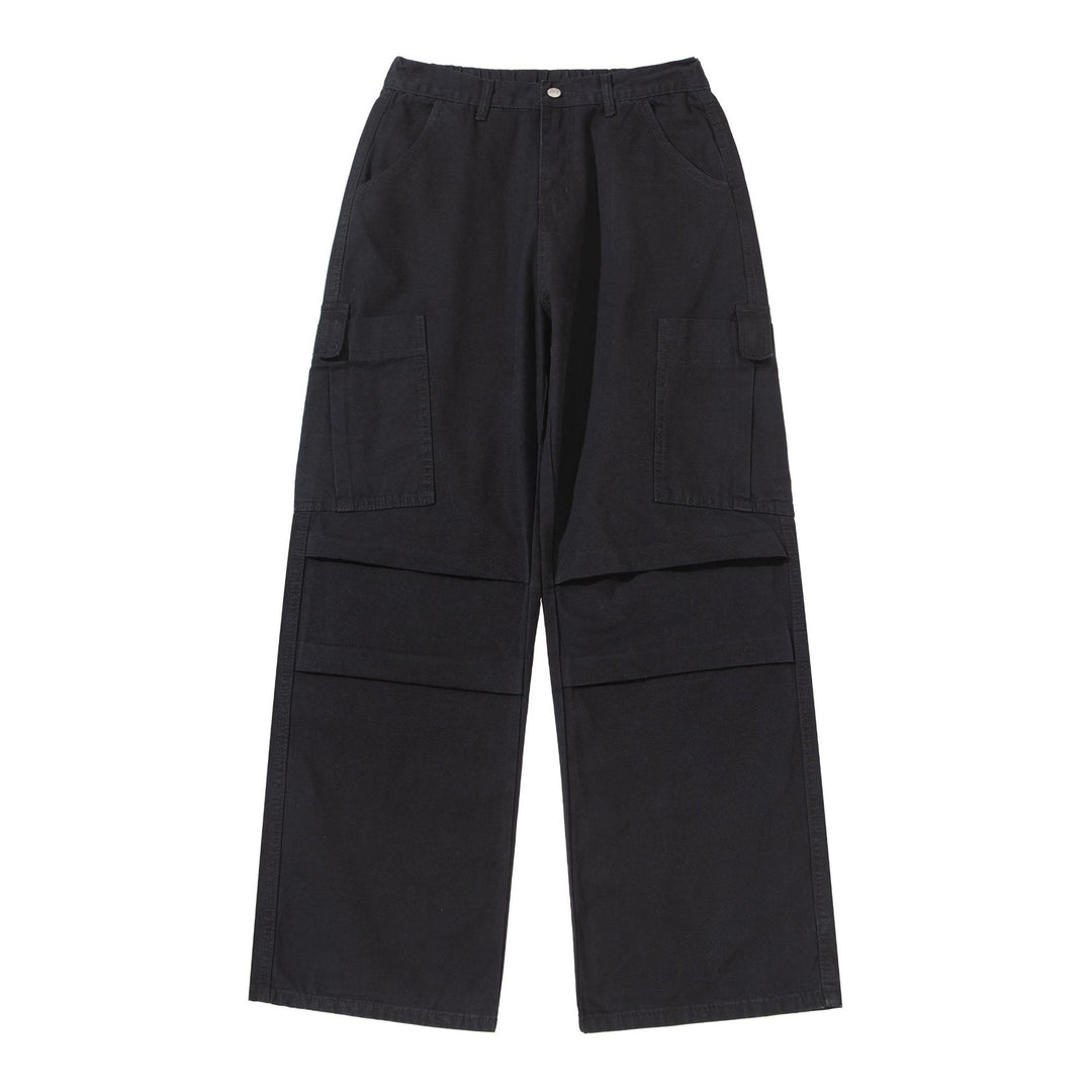 Damen Weite High‑Waist Cargo‑Hose mit aufgesetzten Taschen und verstärkten Kniepartien Drune