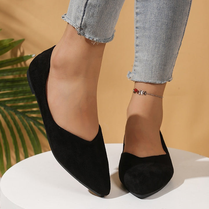 Damen nan spitze Ballerina-Slipper aus Veloursoptik mit gepolsterter Komfortinnensohle Drune