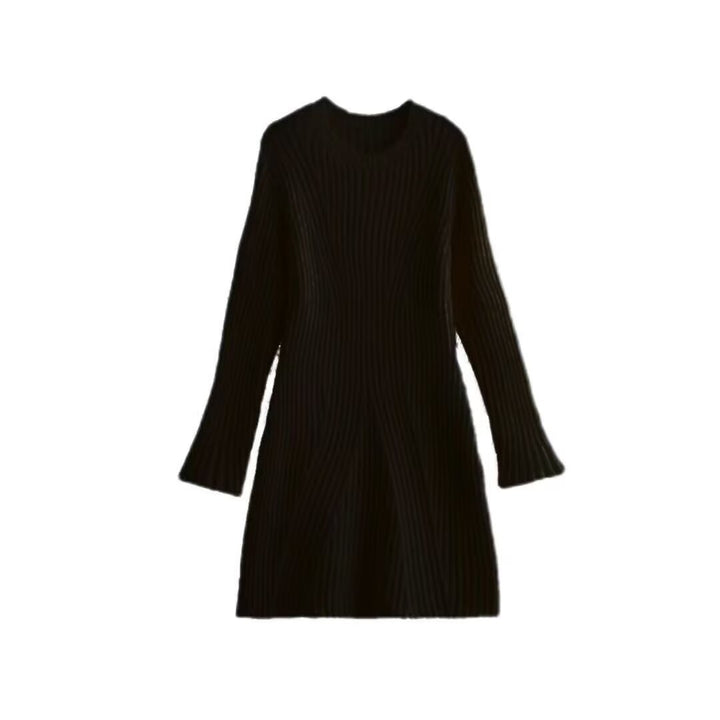 Damen Geripptes Strickkleid mit ausgestellter A‑Linie und weiten Manschetten Drune