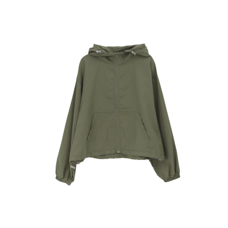 Damen winddichte Jacke mit Kapuze Drune