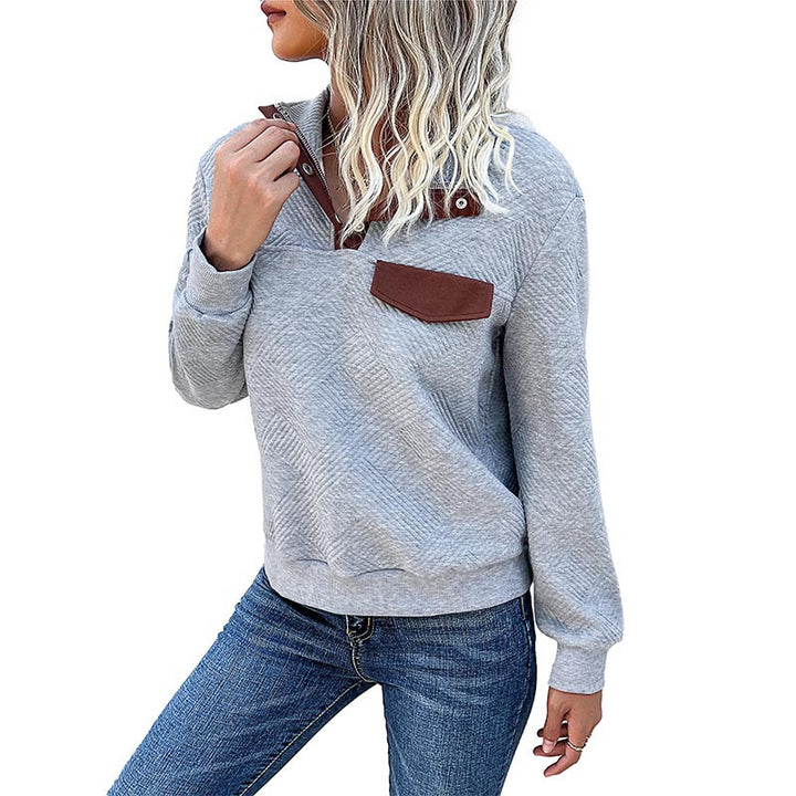 Damen Sweatshirt mit schickem Stehkragen und raffinierter Brusttasche Drune