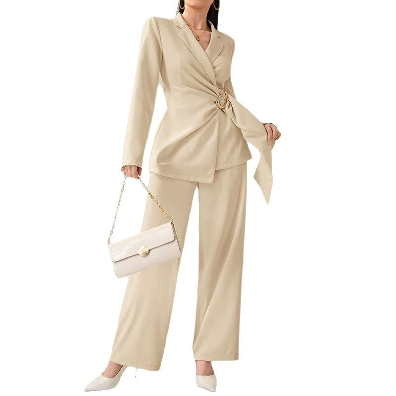 Damen Elegantes Blazer-Kostüm mit Taillengürtel Drune