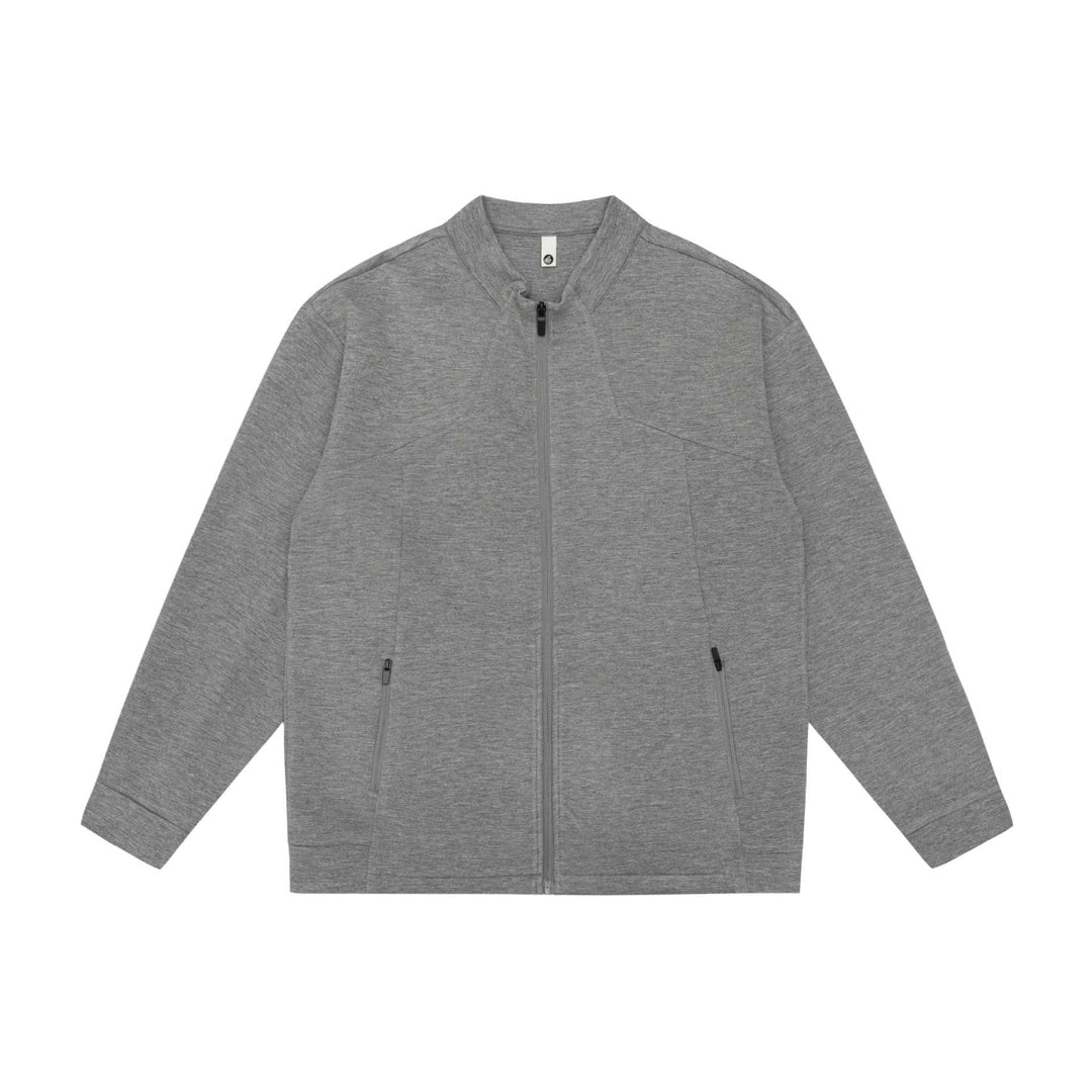 Unisex Oversize Zip‑Jacke aus schwerer Baumwollmischung mit Stehkragen und Reißverschlusstaschen Drune