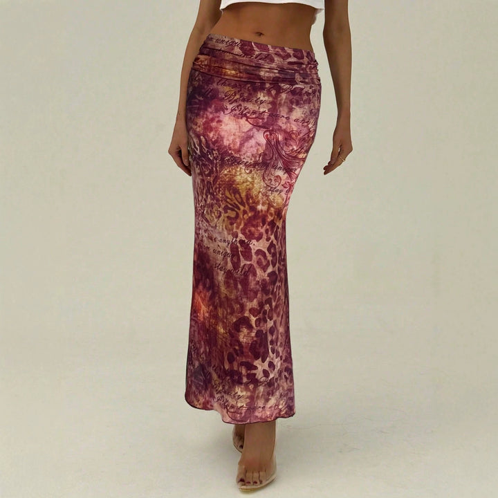 Damen nan schmaler Maxirock mit gerafftem Bund und Allover-Print Drune