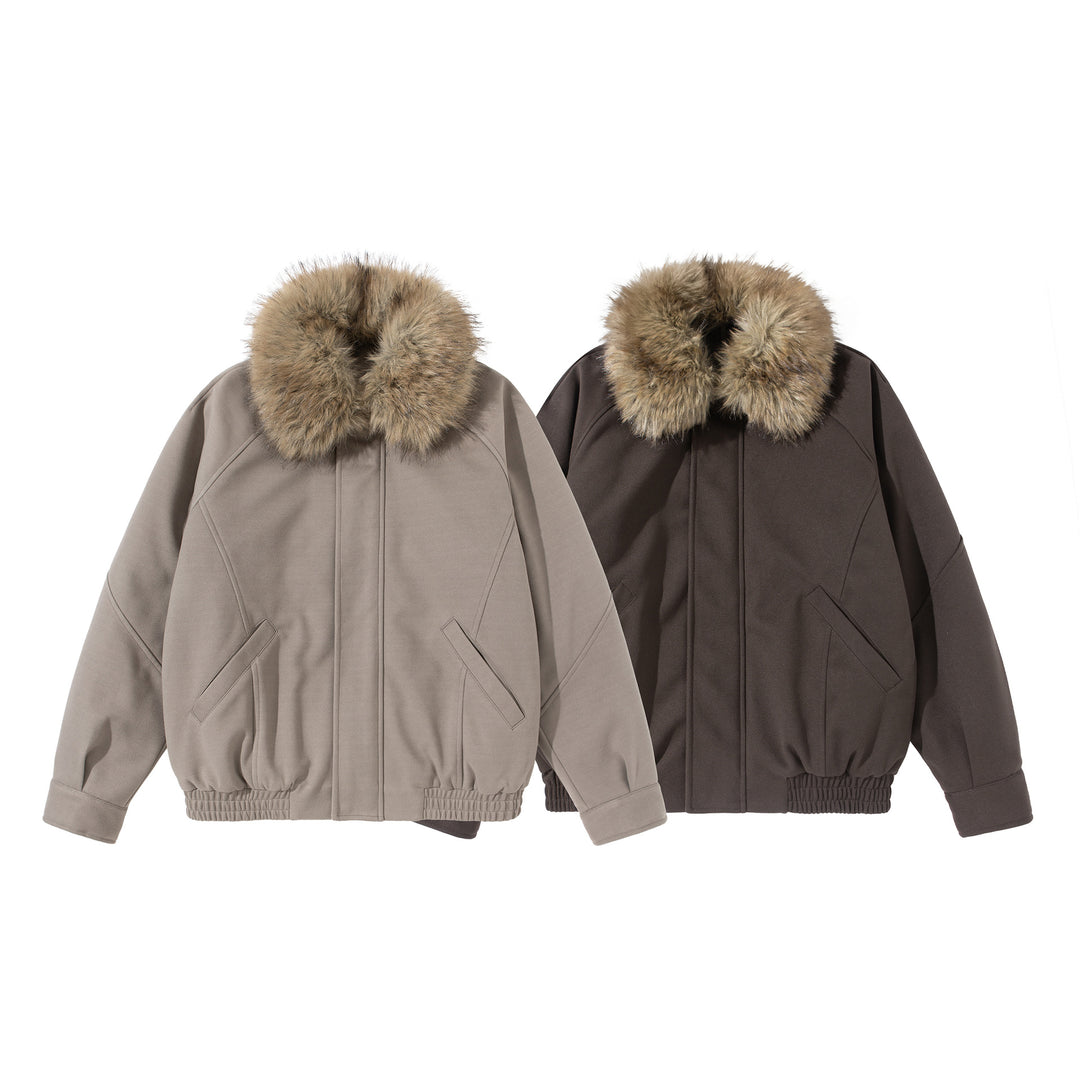 Damen Boxy Blouson mit voluminösem Kunstfellkragen und elastischem Saum Drune