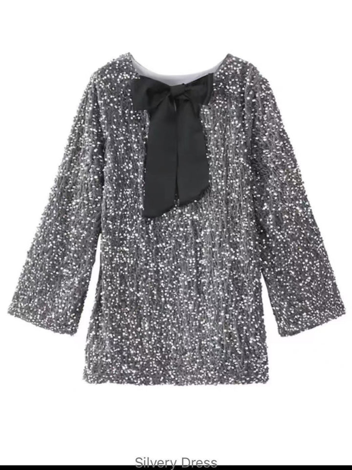 Damen Glamouröses Mini-Kleid mit glitzernden Pailletten und eleganten Puffärmeln Drune